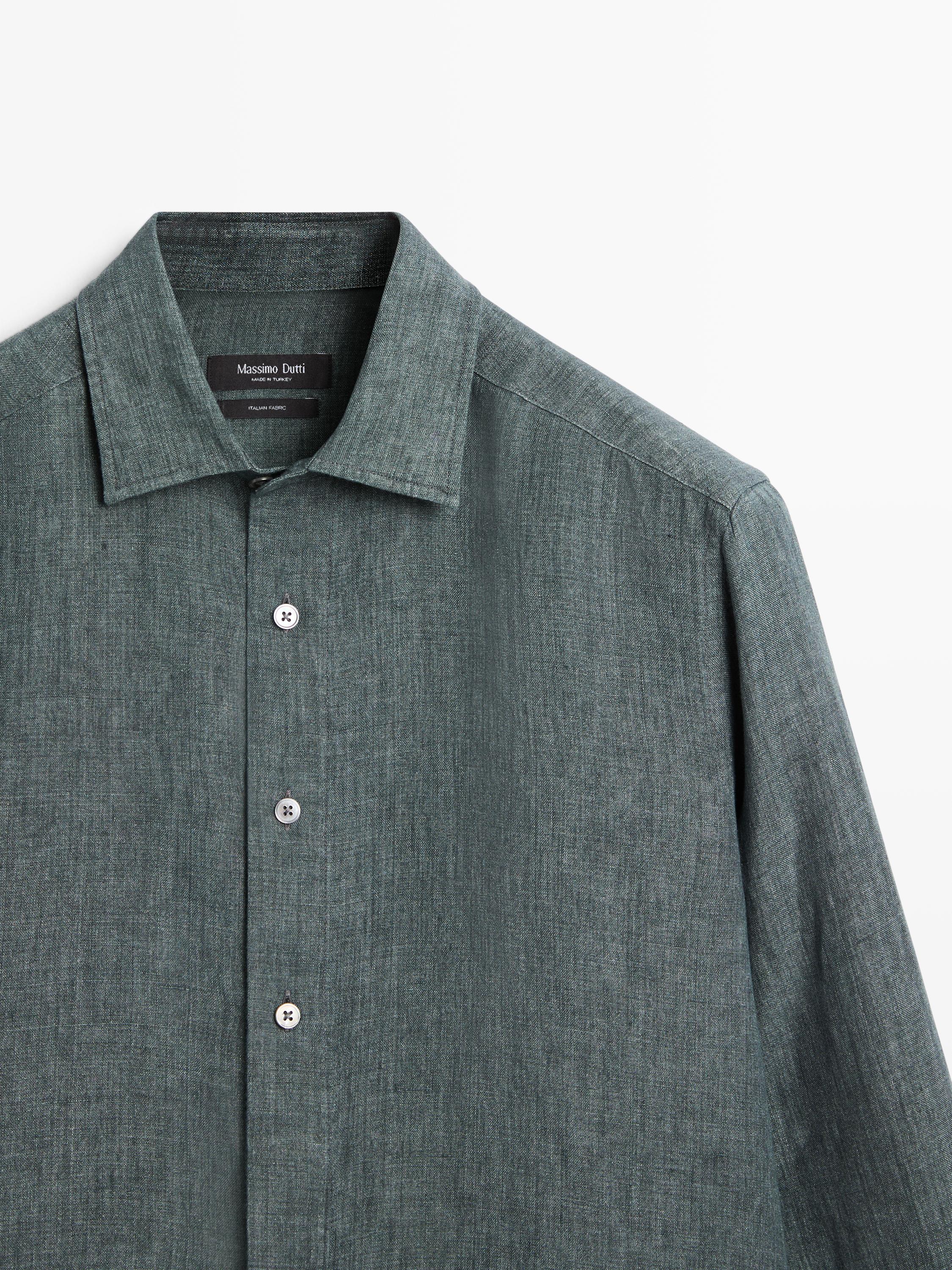 Regular fit linen shirt with placket